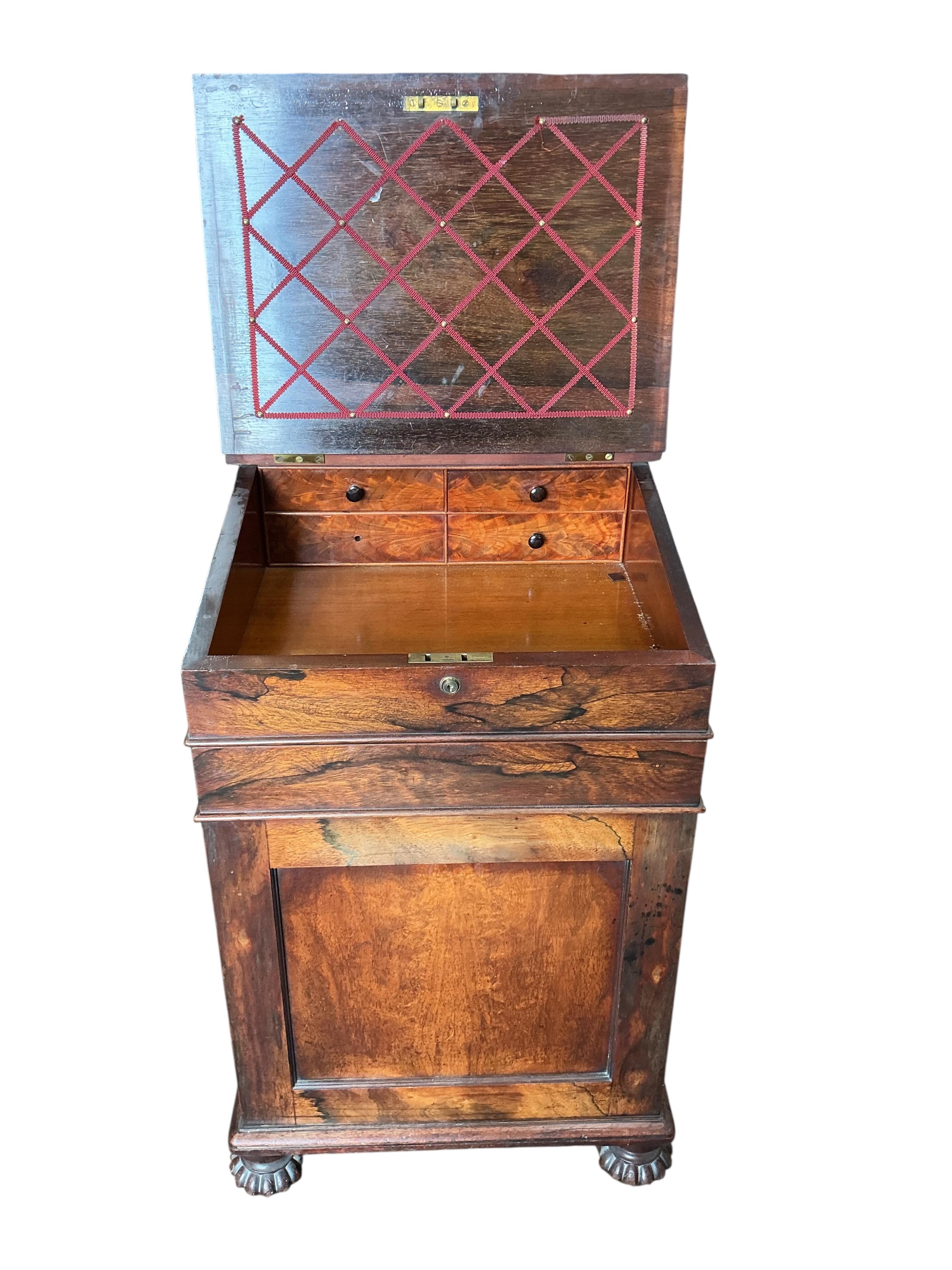A William IV rosewood davenport, width 52cm, depth 56cm, height 88cm